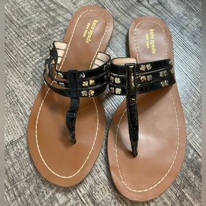 Kate Spade ‘Carol Thong Sandal’ Black Patent Leather